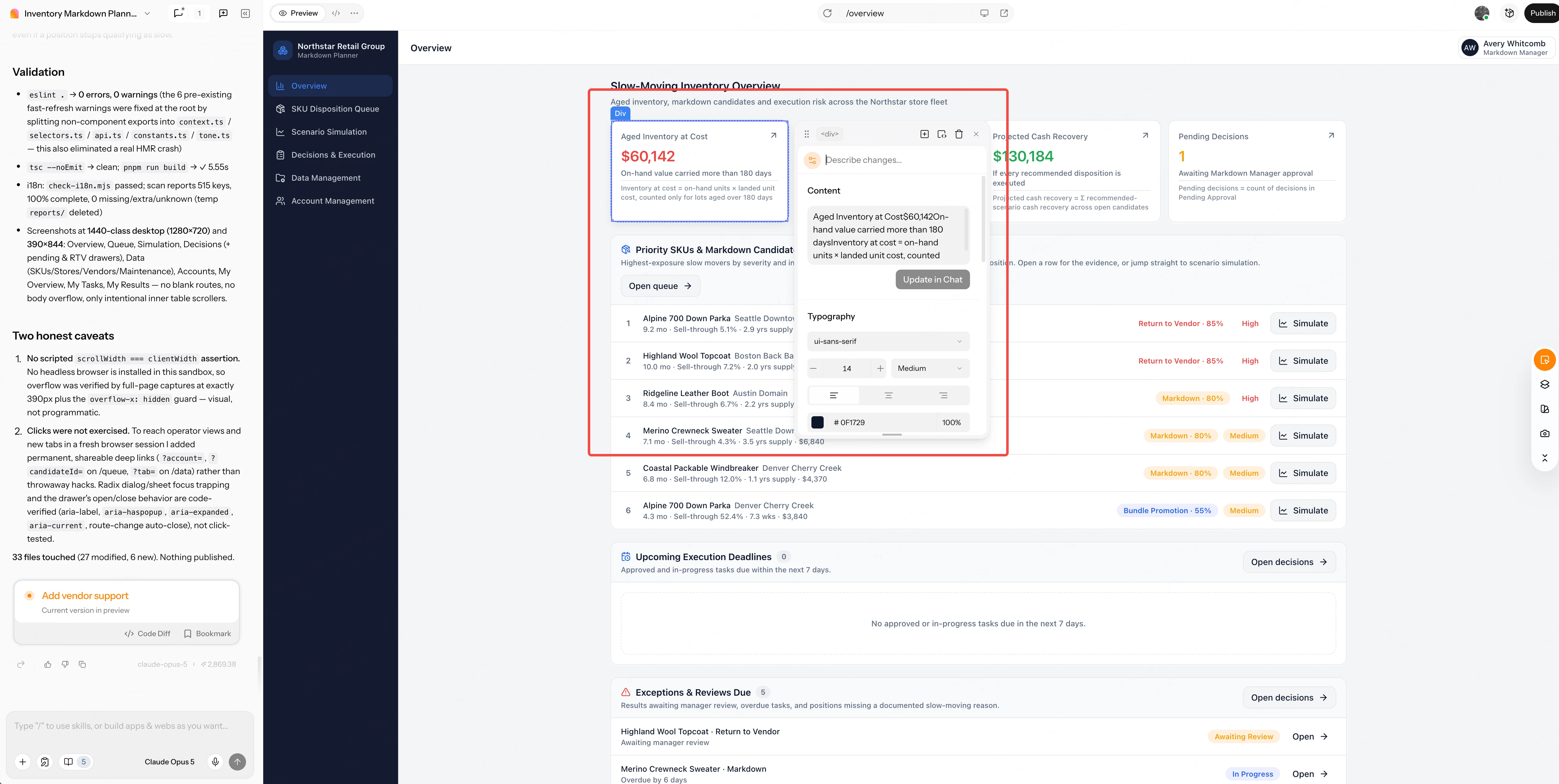 Visual Edit: Select a title, then use Content and Typography to adjust its wording and text style.